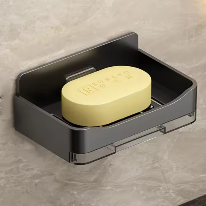 Soporte de jabón creativo montado en la pared sin perforaciones con caja de jabón de drenaje de agua jabonera de drenaje impermeable accesorios de baño - 1