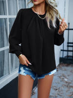 Top elegante de manga larga con cuello de encaje para mujer, ropa Lisa para otoño e invierno, 2023 - details 14