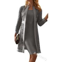 2025 nuevo vestido cárdigan de encaje de color para mujer con dos abrigos - details 7