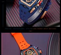 Reloj deportivo de carreras de lujo para hombre, esfera esqueleto de barril, resistente al agua, luminoso, reloj de pulsera para exteriores, reloj de negocios para hombre - details 21