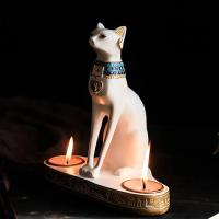 Estatua de Gato Egipcio Vintage Figura de Gato diosa de Resina para Decoración del Hogar Portavelas - details 4