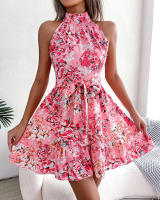 Vestido corto sin mangas con estampado de princesa dulce europea y americana para mujer - details 1