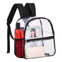 Mochila transparente de PVC con correas ajustables, mochila informal Visible, impermeable, de gran capacidad, para almacenamiento escolar, playa - details 8