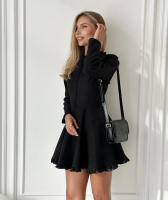 Vestido negro de línea A con diseño de manga larga para mujer, primavera verano, nuevo. - details 9