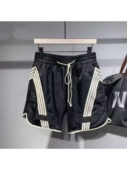 Pantalones cortos de marca de moda japonesa para hombre, color a rayas en ambos lados, corte holgado, pantalones cortos deportivos de verano - 1