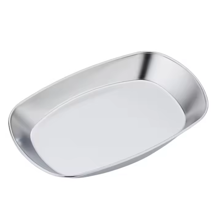 Plato de aperitivos de acero inoxidable 304, platos irrompibles de estilo coreano para servir comida, plato de barbacoa ovalado resistente a caídas, patatas fritas - 1