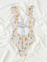 Bañador de una pieza para mujer, traje de baño ahuecado con volantes, Monokini Sexy, ropa de playa sin espalda para verano - details 15