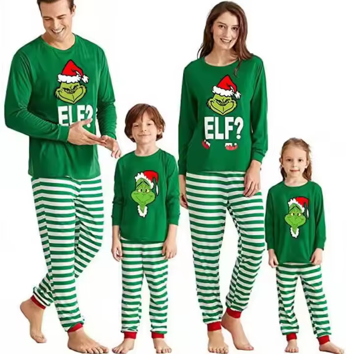 ¡Grinch Merry Grinchmas! Conjunto de pijama de Navidad a juego para adultos y niños, trajes familiares, Papá 500g,Mamá 460g,Niño 300g,Bebé 150g - 1