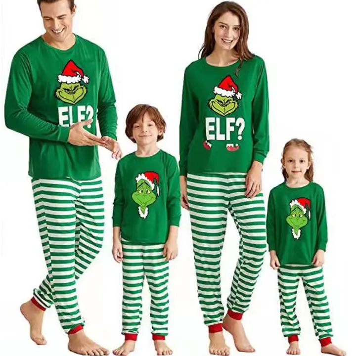 ¡Grinch Merry Grinchmas! Conjunto de pijama de Navidad a juego para adultos y niños, trajes familiares, Papá 500g,Mamá 460g,Niño 300g,Bebé 150g - 1