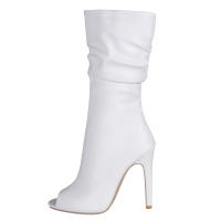 NOVEDAD DE VERANO 2025, botas geniales de barril alto para mujer, botas geniales grandes con cubierta de tacón alto y Boca de pescado - details 17