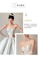 Vestido de novia ligero sin tirantes de satén francés para mujer, hilo principal con textura de princesa fugitiva, novedad de 2025 - details 2