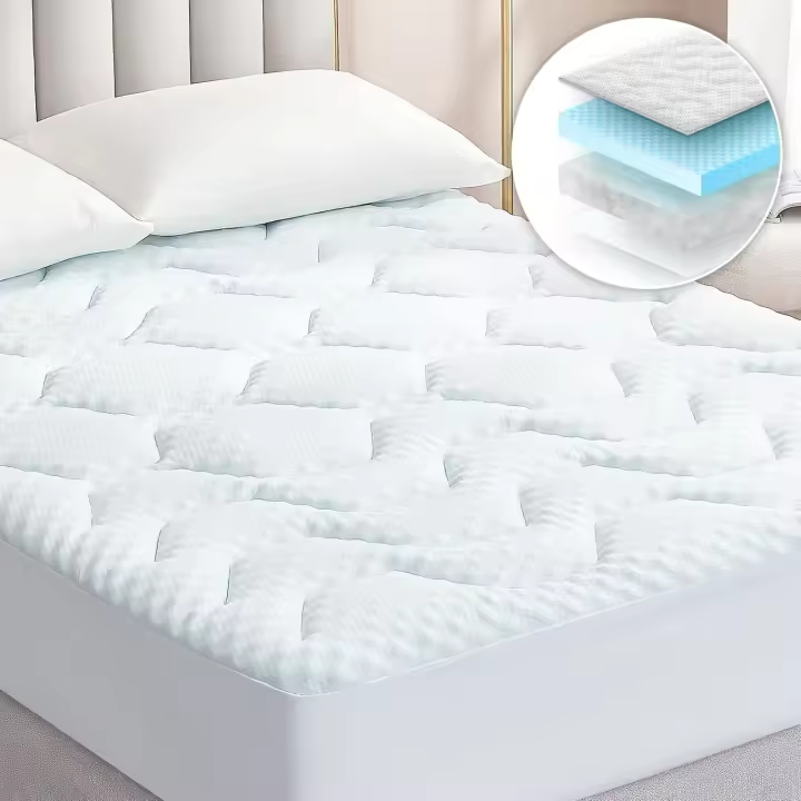 EHEYCIGA Topper para Colchón Viscoelástico 135x190, Sobrecolchón de Espuma Viscoelástica, Transpirable sobre Colchón con Extra Profundo, Blanco - 1