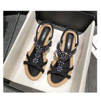 Sandalias de Mujer 2025 - Plataforma Boho con Flores y Strass, Chanclas de Playa Transpirables (Zapatos Verano Mujer, Sandalias Deportivas de Lujo) - details 1