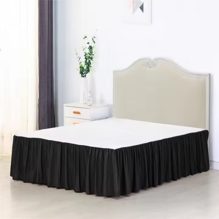 Falda de cama arrugada de algodón cepillado, muy vendida - 1
