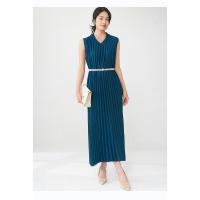 Vestido plisado para mujer, verano, nuevo, suelto, cuello en V, falda de talla grande, temperamento elegante - details 28