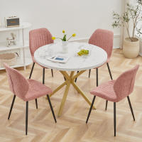 EGOONM-mesa de comedor de lujo para el hogar, mueble de imitación con efecto mármol, redondo, Simple, 100CM - details 2