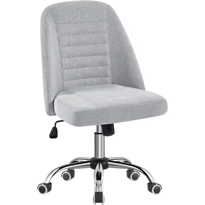 Escritorio Silla Giratoria de Cuero PU Silla Ergonómica Silla Sin Reposabrazo Silla con Ruedas Capacidad 136 KG Negro - 1