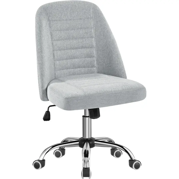 Escritorio Silla Giratoria de Cuero PU Silla Ergonómica Silla Sin Reposabrazo Silla con Ruedas Capacidad 136 KG Negro - 1