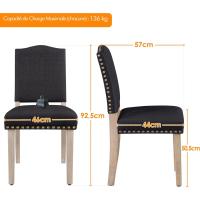 Juego de 4 sillas de comedor con respaldo alto, sillas de cocina, patas de madera maciza, diseño clásico, con botones bronceados, sillones y sillas para salón, asientos tapizados - details 23