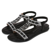 Sandalias nuevas de verano para mujer, con diamantes de agua, estilo brisa nocturna, suela plana, punta redonda, pinzas, a la moda, con dedos expuestos y frescas. - details 1