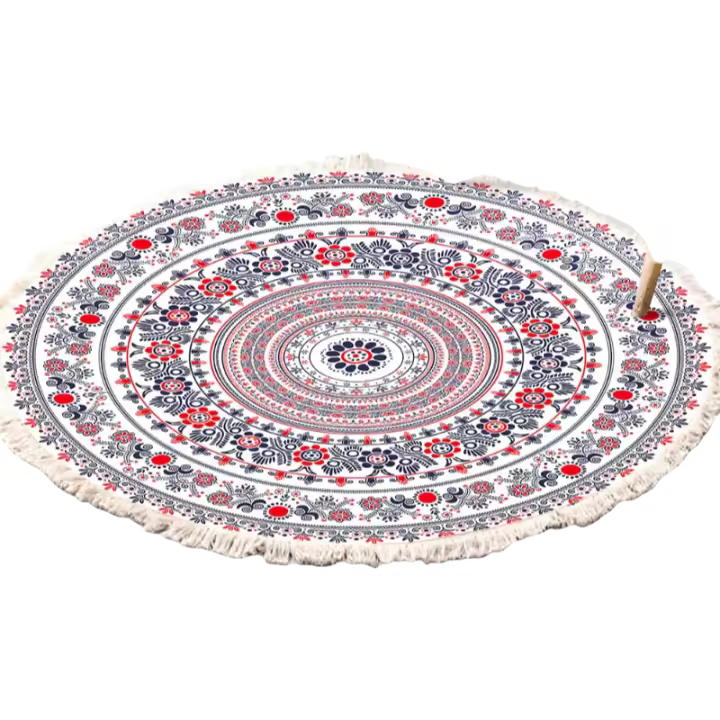 Alfombra de Lineno y Algodón Tejida a Mano Bohemia Retro Alfombra Geométrica para Tu Habitación - 1