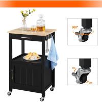 Carro de Cocina Carrito de Servicio con Ruedas Carro Auxiliar con Espacio de Almacenamiento Carro Cocina Comedor Hogar Negro - details 6