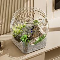 Pecera redonda Ultra transparente, tanque de visualización extraíble de plástico, decoración decorativa de escritorio con vista de 360 grados, pequeño acuario, decoración de escritorio - details 8