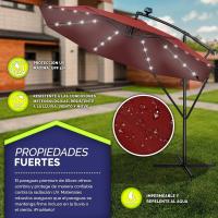 Parasol Excentrico de Sombrilla con 32 Luces LED Solar Giratorio 360º, Protección UV - details 19