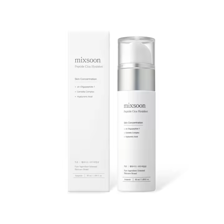 Mixsoon Peptide Cica Hyal-Shot Ácido hialurónico EGF y adenosina Suero hidratante coreano para el cuidado de la piel 1.69 fl.oz/50ml - 1