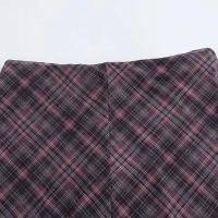 BUNO-Estilo europeo y americano primavera nuevos productos ropa de mujer contraste color empalme A-line dobladillo falda de tul a cuadros - details 5