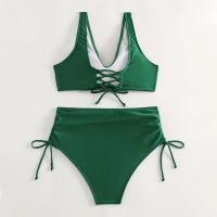 Conjunto de Bikini de 2 Piezas para Mujer Traje de Baño Sin Mangas con Cuello en V y Cintura Alta - details 20