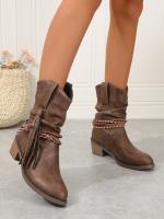 Nuevas botas de mujer de tubo medio pero cabeza redonda hasta la rodilla - details 10