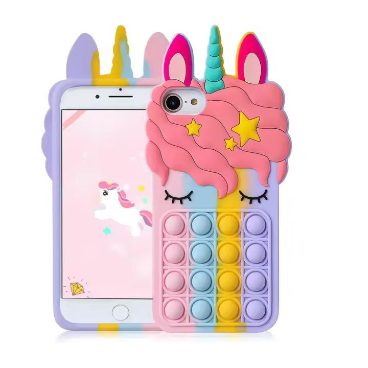 Funda de teléfono Pop para iPhone 6/6S/7/8/SE, carcasa de silicona con diseño de unicornio para chicas - 1