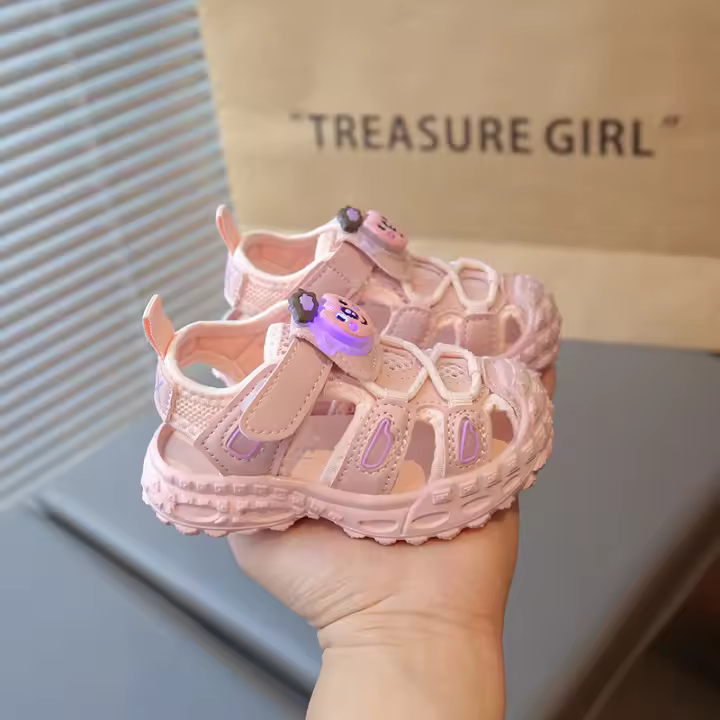 Luces de dibujos animados bebé niño zapatos linda niña niño sandalias bolsa cabeza niño bebé sandalias de playa - 1