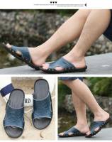 Sandalias de cuero para hombres Zapatillas de playa de verano Sandalias genuinas Zapatillas planas transpirables huecas Zapatillas casuales - details 14