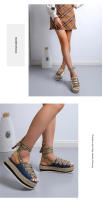 2025 ¡Novedades transfronterizas! Sandalias de plataforma de talla grande para mujer, correa de tobillo, cuerda de cáñamo, plataforma de Punta abierta, zapatos de mujer romanos Casuales - details 7