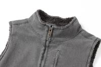 Chaleco de trabajo de algodón de pato con forro sherpa para hombre, chaqueta de lana táctica sin mangas de caza de lona simulada lavada vintage, chalecos de invierno - details 6