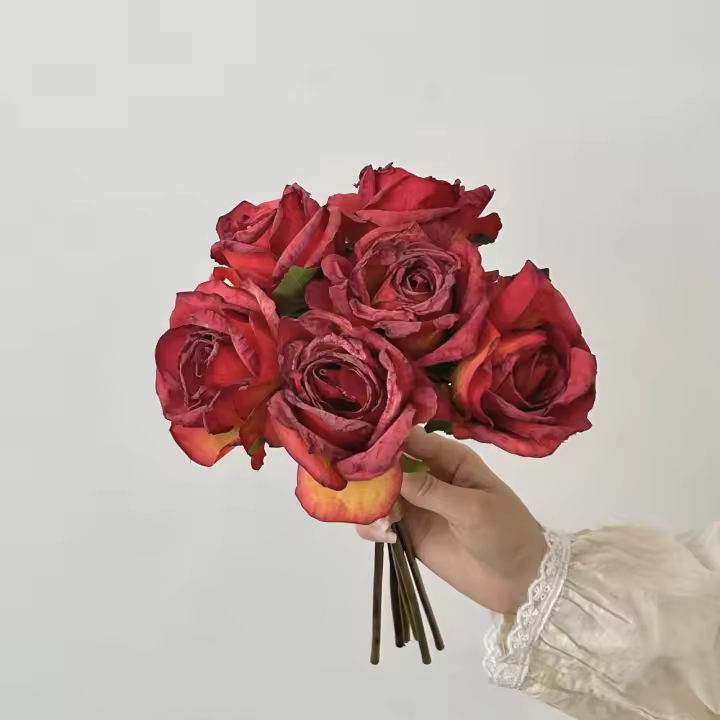 6 uds/mucho 30CM ramo de rosas grandes artificiales decoración Vintage para el hogar rosas falsas florales flores de seda DIY - 1