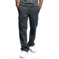 Pantalones de trabajo con múltiples bolsillos para hombre, ropa informal cepillada, atados a la pierna, novedad - details 3