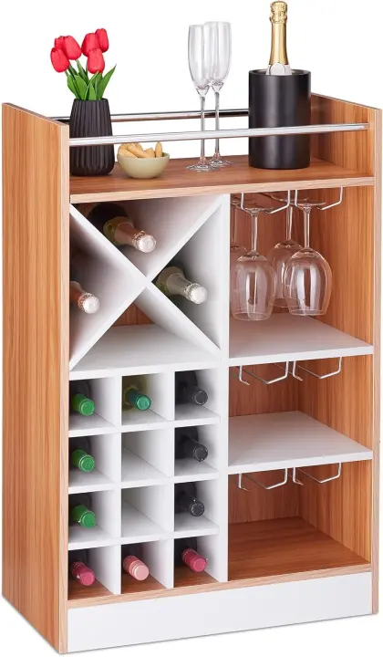 Botellero Grande para 22 Botellas de Vino Mueble de Bar Sosténido Estilo Agarre 96x63x35 cm Negro - 1