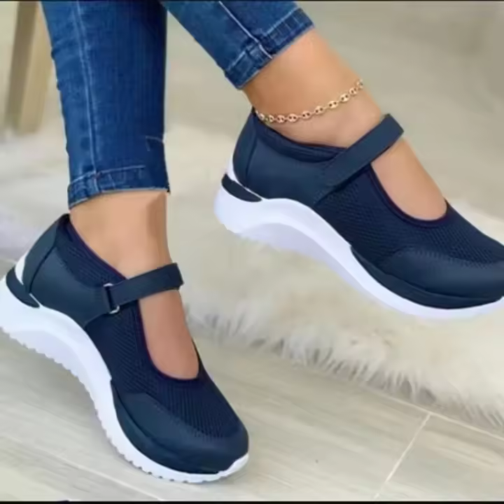 Zapatillas de Mujer de Tejido Grueso Estilo Redondo en la Punta Talla Grande 36-43 con Rejilla - 1