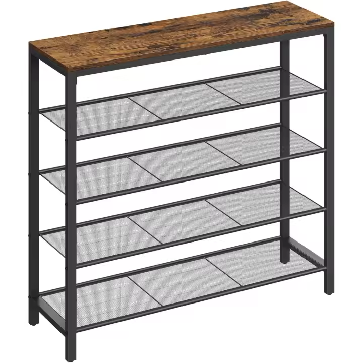 Gabinete de Zapatos Industrial Moderno Accesible, 4 Rejillas, Gran Encimera, Metal Duradero, Fácil de Limpiar - 1