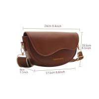 Bolso Crucero de Hombro de Moda de Cuero PU Color Sólido Retro Estilo Pony con Correa Ancha - details 1