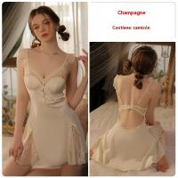 Elegante Vestido de Noche de Talla Grande con Escote Profundo Manga Abullonada, Sin Espalda, Almohadilla de Pecho Plus Ropa de Casa de Moda para Mujeres - details 3