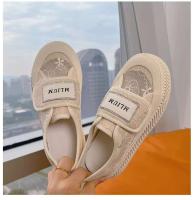 Zapatos deportivos de suela gruesa para mujer, zapatos para caminar a la moda con cordones y corte bajo, tenis blancos - details 7