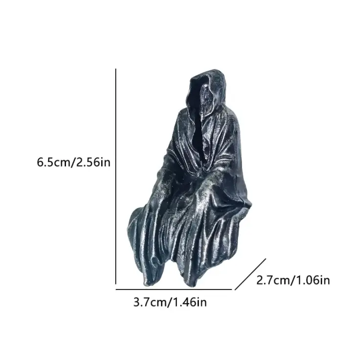 Resin Grim Reaper Sculpture Art Decorative Desk Figure Ornaments Mysterious Man Sitting For Home Desktop Decoration - 1