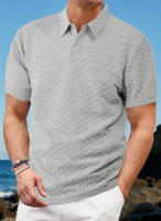 Hombre verano slim transpirable transpiración suelta casual color sólido jacquard hombre manga corta Polo - details 27