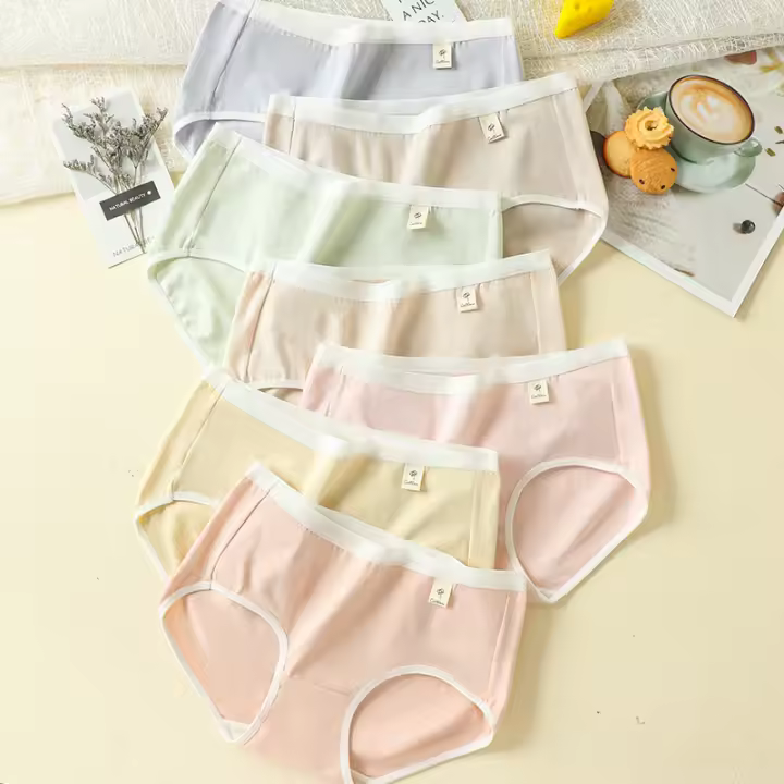7 Uds bragas de algodón, ropa interior transpirable para mujer, bragas bonitas para niñas, bragas sólidas, ropa interior suave Sexy, lencería femenina sin costuras 2XL - 1