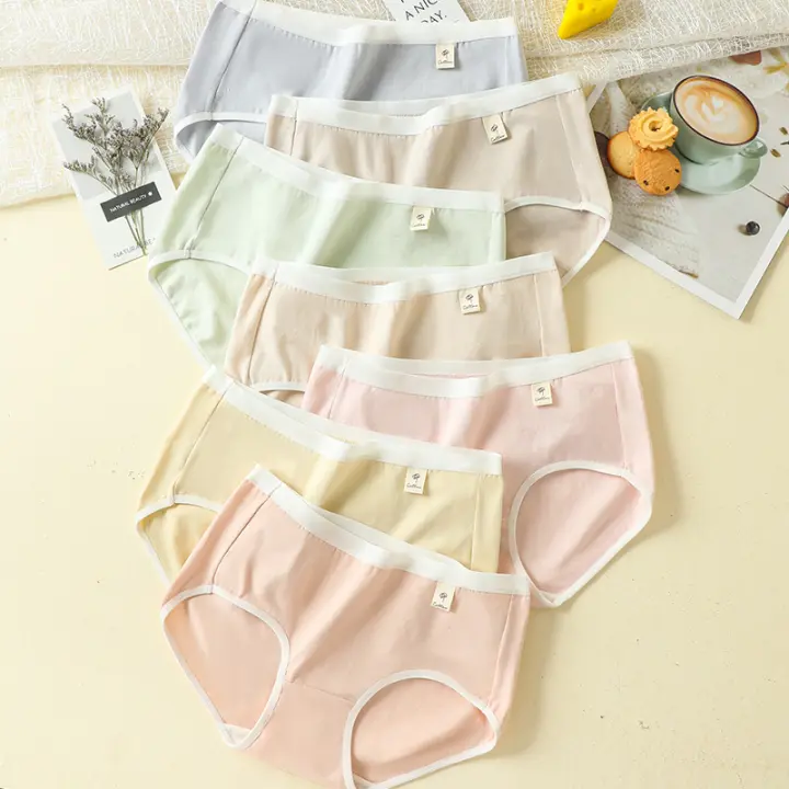 7 Uds bragas de algodón, ropa interior transpirable para mujer, bragas bonitas para niñas, bragas sólidas, ropa interior suave Sexy, lencería femenina sin costuras 2XL - 1