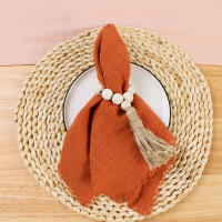 Servilletas de boda de algodón de gasa, 10 Uds., 32x32cm, reutilizables, con adorno verde, toalla de té, servilletas rústicas Retro con rebabas para decoración de mesa de fiesta - details 11